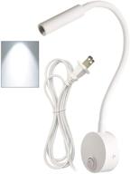 ledsonline white gooseneck led reading lamp for bed headboard - wall mounted study light with us plug corded-electric sconce, spot lighting (6000k white, ac85-265v) логотип