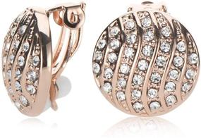 img 4 attached to Upscale Your Style: UPSERA 18k Gold Plated Round Austrian Crystals Pave Clip-on Earrings
