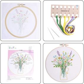 img 2 attached to 🌺 Optimized Embroidery Kits: Colorful Flower and Plant Designs, Beginner Set with Patterns, Hoop, Threads, Tools, and Stamped Cloth