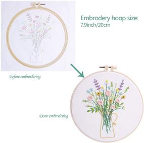 img 3 attached to 🌺 Optimized Embroidery Kits: Colorful Flower and Plant Designs, Beginner Set with Patterns, Hoop, Threads, Tools, and Stamped Cloth