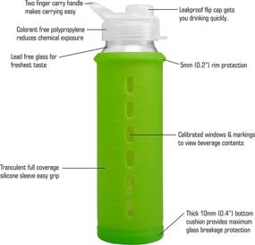 img 3 attached to 🍶 Eveau Glass Water Bottle 21oz - Flip Lid, Bumperguard Sleeve, Wide Mouth Opening