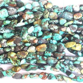 img 1 attached to 💎 Premium Natural Turquoise Gemstone Beads: DIY Jewelry Making with 6-8mm Nuggets and Free-Size Chips