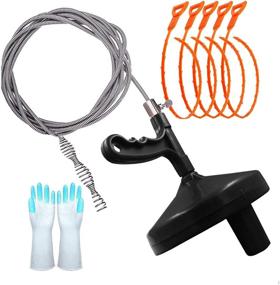 img 4 attached to 🚽 Efficient Plumbing Snake and 5-Pack Hair Pick up Tool for Drain Clog Remover, AUSAYE 25ft Drain Auger for Bathroom, Kitchen, and Shower Cleaning