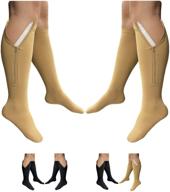 revitalizing closed toe compression socks: healthynees - 2 pairs beige (l/xl) for fatigue relief & circulation boost логотип