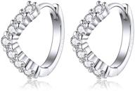 sterling silver hypoallergenic small hoop earrings for women and girls | 14k white gold plated with heart shaped 3a cubic zirconia | ideal gift for women and girls logo