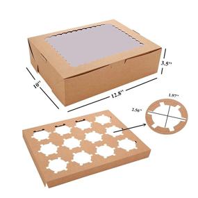 img 3 attached to 🧁 Set of 15 Brown Cupcake Boxes – Holds 12 Standard Cupcakes, Cupcake Containers, Food Grade Kraft Cupcake Holders for Cookies, Muffins, and Pastries