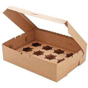 img 1 attached to 🧁 Set of 15 Brown Cupcake Boxes – Holds 12 Standard Cupcakes, Cupcake Containers, Food Grade Kraft Cupcake Holders for Cookies, Muffins, and Pastries