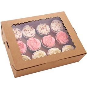 img 4 attached to 🧁 Set of 15 Brown Cupcake Boxes – Holds 12 Standard Cupcakes, Cupcake Containers, Food Grade Kraft Cupcake Holders for Cookies, Muffins, and Pastries