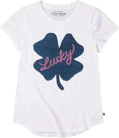 img 1 attached to 🌟 Sparkle with Style: Lucky Brand Girls Flippable Sequin Tops, Tees & Blouses!