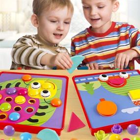 img 2 attached to 🎨 TINOTEEN Button Art Toy: Color Matching Fun for Toddlers! (50 Buttons, 18 Pictures)