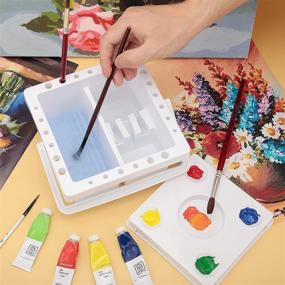 img 1 attached to Efficient Paint Brush Cleaner: MyLifeUNIT 🎨 Artist Brush Holder with Handle and Palette (White)