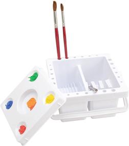 img 4 attached to Efficient Paint Brush Cleaner: MyLifeUNIT 🎨 Artist Brush Holder with Handle and Palette (White)