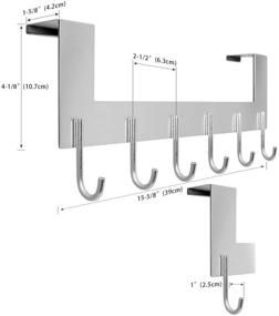 img 1 attached to VXAR Over The Door Hook Hanger - Heavy Duty Stainless Steel Coat Rack for Towels, Clothes, Robes, Bags, and More - 6 Hooks, Silver 1P