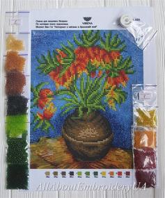 img 3 attached to 🌺 Vincent Van Gogh Flowers 3D Bead Embroidery Kit – Needlepoint Tapestry Handcraft Kit