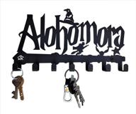 🔑 heavenlykraft decorative metal wall mounted key holder with 7 hooks - black color key rack for entryway key cabinet and children's room décor (27 x 15 x 2.5 cm) логотип