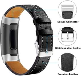 img 3 attached to 📱 Натуральные кожаные ремешки Shangpule для Fitbit Charge 4/3/3 SE - Стильные заменяемые ремешки для женщин и мужчин - Доступны в малых и больших размерах (Черные)