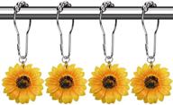 enhance your bathroom with chictie sunflower shower curtain hooks - set of 12 yellow flower rings logo