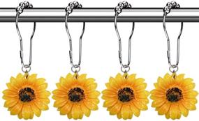 img 4 attached to Enhance Your Bathroom with CHICTIE Sunflower Shower Curtain Hooks - Set of 12 Yellow Flower Rings