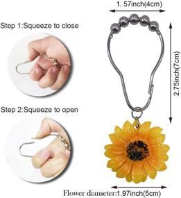 img 1 attached to Enhance Your Bathroom with CHICTIE Sunflower Shower Curtain Hooks - Set of 12 Yellow Flower Rings