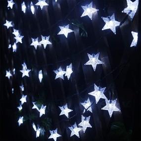 img 1 attached to Mankinlu Solar Star String Lights: 24.5ft 50LEDS 8Modes for Gardens, Patio, Lawn - White