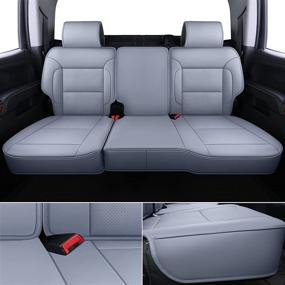 img 2 attached to 🚚 Waterproof Leather Truck Seat Covers for Chevy Silverado & GMC Sierra – Custom Fit Full Set (Gray) - Compatible with 2007-2018 1500 2500HD 3500HD GMC Sierra