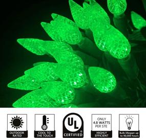 img 3 attached to 🎄 UL Listed 50 Count C6 Led Christmas Lights, C6 Strawberry Lights Bulbs, Outdoor LED String Lights for Outdoor Garden, Patio, Halloween, Christmas Trees Decoration, 17 Feet Green Wire (Green)