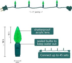 img 1 attached to 🎄 UL Listed 50 Count C6 Led Christmas Lights, C6 Strawberry Lights Bulbs, Outdoor LED String Lights for Outdoor Garden, Patio, Halloween, Christmas Trees Decoration, 17 Feet Green Wire (Green)