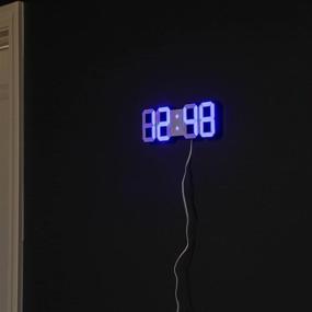 img 2 attached to ⏰ Lily's Home Minimalist LED Clock with 3 Adjustable Brightness Levels and Power Adapter - Digital LED Desk, Wall, and Alarm Clock in Blue
