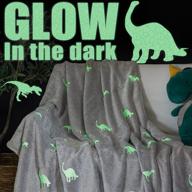 🦖 glow in the dark dinosaur throw blanket - magical grey lightweight flannel fleece blanket for nursery couch bed decor - all seasons gift for girls boys baby kids - 40x60 inch logo