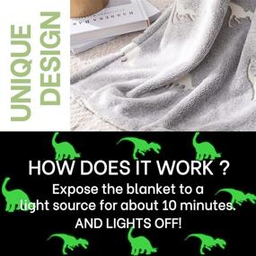 img 1 attached to 🦖 Glow in The Dark Dinosaur Throw Blanket - Magical Grey Lightweight Flannel Fleece Blanket for Nursery Couch Bed Decor - All Seasons Gift for Girls Boys Baby Kids - 40x60 Inch