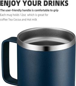 img 1 attached to ☕ MEWAY 12oz Coffee Mug with Handle and Sliding Lid, Stainless Steel Travel Tumbler Cup, Double Wall Vacuum Insulated Camping Cup for Hot & Cold Drinks Tea (Navy Blue, Set of 1)