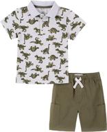 👕 boys' 2-piece polo shorts set by kids headquarters logo