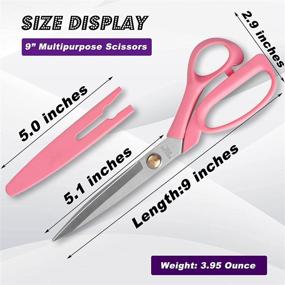 img 1 attached to 🔪 ATO-DJCX 9" Multipurpose Scissors: Comfort Grip, Heavy Duty Shears for Office, Home, Sewing, Craft Supplies - Pink