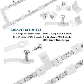 img 1 attached to 🔌 Complete Set of 95 Pieces: Screw Fixing Clips, Connectors & Cuttable PCB Board for 4-Pin LED Light Strips - SMD 5050 RGB Gapless Connector