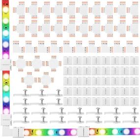 img 4 attached to 🔌 Complete Set of 95 Pieces: Screw Fixing Clips, Connectors & Cuttable PCB Board for 4-Pin LED Light Strips - SMD 5050 RGB Gapless Connector