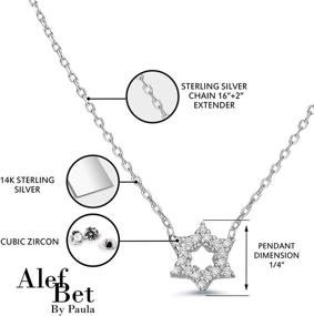 img 1 attached to 🔯 Alef Bet by Paula Dainty Star of David Necklace for Women and Girls Set with Sparkling Cubic Zirconia – Enhance your Jewish Jewelry Collection!