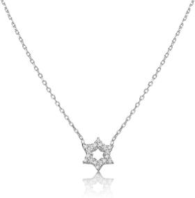 img 4 attached to 🔯 Alef Bet by Paula Dainty Star of David Necklace for Women and Girls Set with Sparkling Cubic Zirconia – Enhance your Jewish Jewelry Collection!