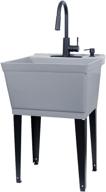 vetta grey utility sink laundry tub | high arc black kitchen faucet with pull down 🚰 sprayer spout | heavy duty slop sinks for washing room, basement, garage, or shop | free standing tubs logo