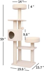 img 3 attached to 🐱 Mohan 0801b Large Cat Tree Condo Tower: Modern Beige Carpet for Indoor Adult Cats - Perfect for Scratching & Relaxing