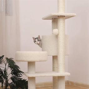 img 1 attached to 🐱 Mohan 0801b Large Cat Tree Condo Tower: Modern Beige Carpet for Indoor Adult Cats - Perfect for Scratching & Relaxing