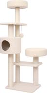 🐱 mohan 0801b large cat tree condo tower: modern beige carpet for indoor adult cats - perfect for scratching & relaxing logo