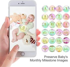 img 2 attached to 👶 Baby Monthly Milestone Blanket + Floral Stickers, Premium Floral Wreath & Headband Set, Soft Fleece Baby Photo Blankets for Newborn 1-12 Months | Girl and Boy