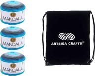 🧶 lion brand mandala spirit knitting yarn 3-skein factory pack (same dye lot) 525-212 bundle with 1 artsiga crafts project bag logo