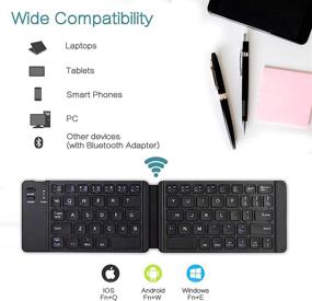 img 3 attached to Acoucou Mini Bluetooth Keyboard: Compact and Foldable, Rechargeable and Portable, Compatible with MAC/iOS, Windows, Android - for Smartphones, Tablets, Laptops and More