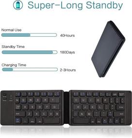 img 2 attached to Acoucou Mini Bluetooth Keyboard: Compact and Foldable, Rechargeable and Portable, Compatible with MAC/iOS, Windows, Android - for Smartphones, Tablets, Laptops and More