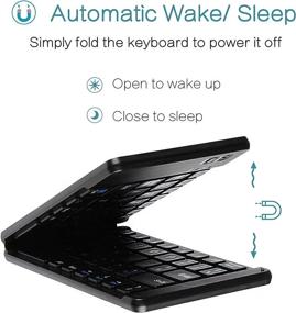 img 1 attached to Acoucou Mini Bluetooth Keyboard: Compact and Foldable, Rechargeable and Portable, Compatible with MAC/iOS, Windows, Android - for Smartphones, Tablets, Laptops and More