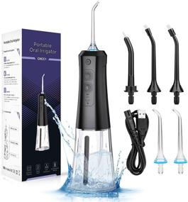 img 4 attached to 🚿 Alinkey Water Flosser Cordless Oral Irrigator: Portable & Rechargeable Teeth Cleaner with DIY Mode, 5 Jet Tips, IPX7 Waterproof - Perfect for Travel, Braces & Bridges Care