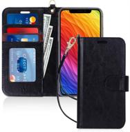 📱 fyy iphone xr case (6.1") 2018 - kickstand flip folio leather wallet case with id and card slots - black logo