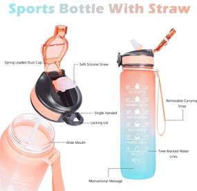 img 3 attached to 🥤 LevalCraft 32 oz Water Bottle with Time Marker and Straws Brush - Motivational, Reusable, Leakproof, BPA Free - Ideal for Sports & Fitness