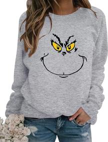 img 1 attached to 🎄 Elevate Your Christmas Style with OIPUNSHLE Women's Y2K Funny Green Stole Cartoon Graphic Sweatshirts